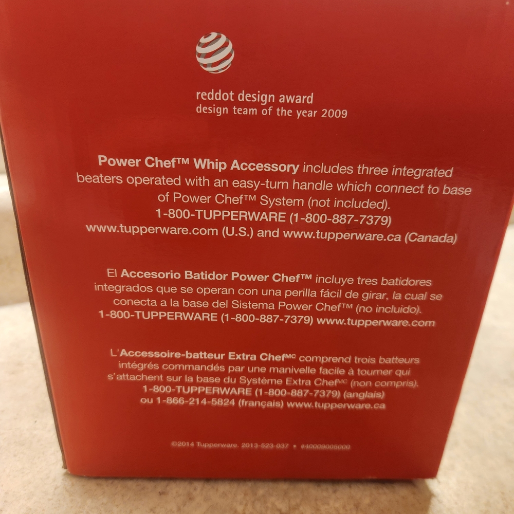 Tupperware Red Power Chef Whip Accessory - Picture 3 of 4